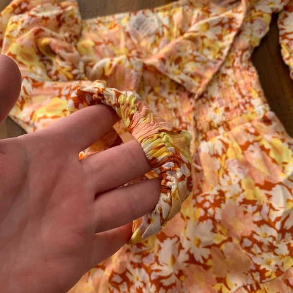 L*Space Floral Cassidy Smocked Mini Dress Square Neckline Long Sleeve - Picture 6 of 7